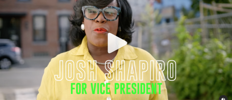 Philadelphia Mayor Cherelle Parker stands in a video with the caption 